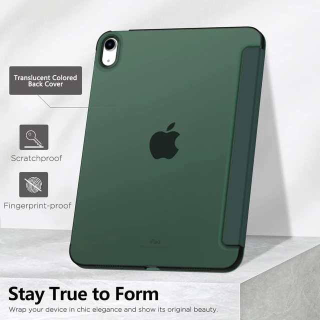 Alt view image 13 of 14 - MoKo for iPad (A16) 11th Generation Case,iPad 10th Gen Case, Midnight Green | For iPad 11/10.9 Inch Case 2025/2022, Slim Stand Hard PC Translucent Back Shell Smart Cover,Support Touch ID,Auto Wake