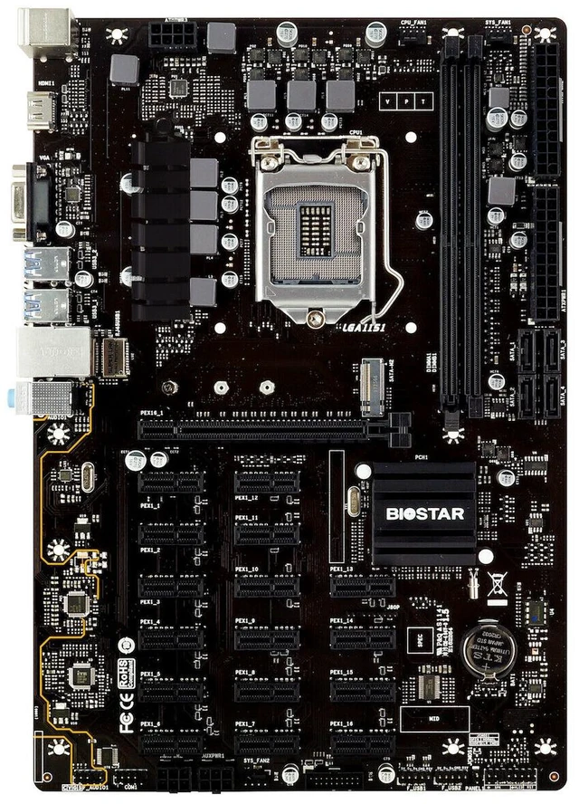 Alt view image 12 of 12 - Biostar TB360-BTC Expert 2.0 Motherboard CPU i3 i5 LGA1151 Intel DDR4 17x PCI-E