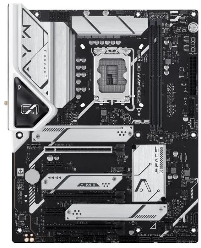 Alt view image 9 of 14 - ASUS Z790-AYW OC WIFI Intel Z790 LGA 1700 ATX motherboard, PCIe 4.0,three PCIe 4.0 M.2 slots,DDR5,Realtek 2.5Gb Ethernet,WiFi 6,HDMI,SATA 6 Gbps,USB 10Gbps TypeC,two-way AI Noise Cancelation,Aura Sync