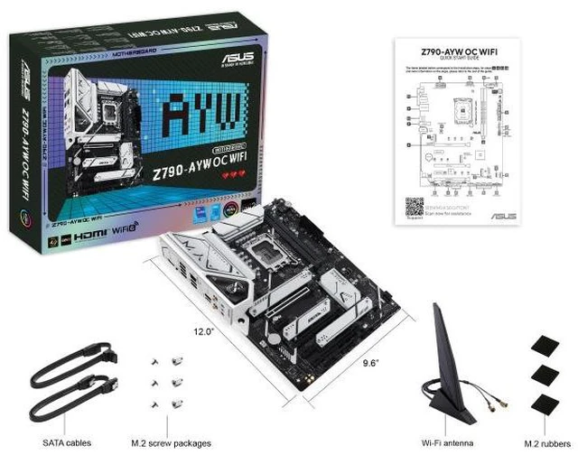 Alt view image 14 of 14 - ASUS Z790-AYW OC WIFI Intel Z790 LGA 1700 ATX motherboard, PCIe 4.0,three PCIe 4.0 M.2 slots,DDR5,Realtek 2.5Gb Ethernet,WiFi 6,HDMI,SATA 6 Gbps,USB 10Gbps TypeC,two-way AI Noise Cancelation,Aura Sync