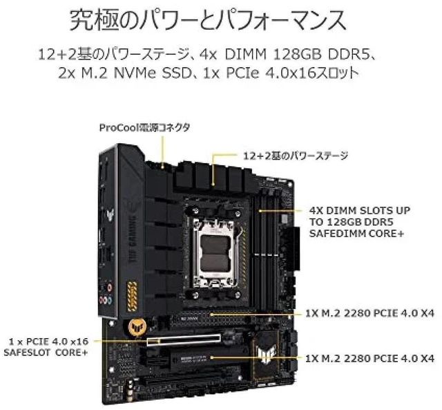 Alt view image 10 of 14 - ASUS AMD Ryzen 7000 Series AM5 with AMD B650 MicroATX Motherboard TUF GAMING B650M-PLUS/Domestic Product
