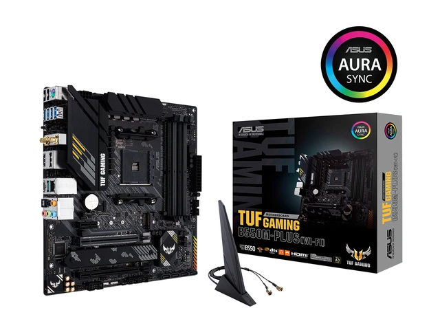Alt view image 15 of 20 - ASUS TUF GAMING B550M-PLUS (Wi-Fi) AMD AM4 (3rd Gen Ryzen) Micro ATX Gaming Motherboard (PCIe 4.0, 2.5Gb LAN, BIOS FlashBack, HDMI 2.1, USB 3.2 Gen 2, Addressable Gen 2 RGB Header and AURA Sync)