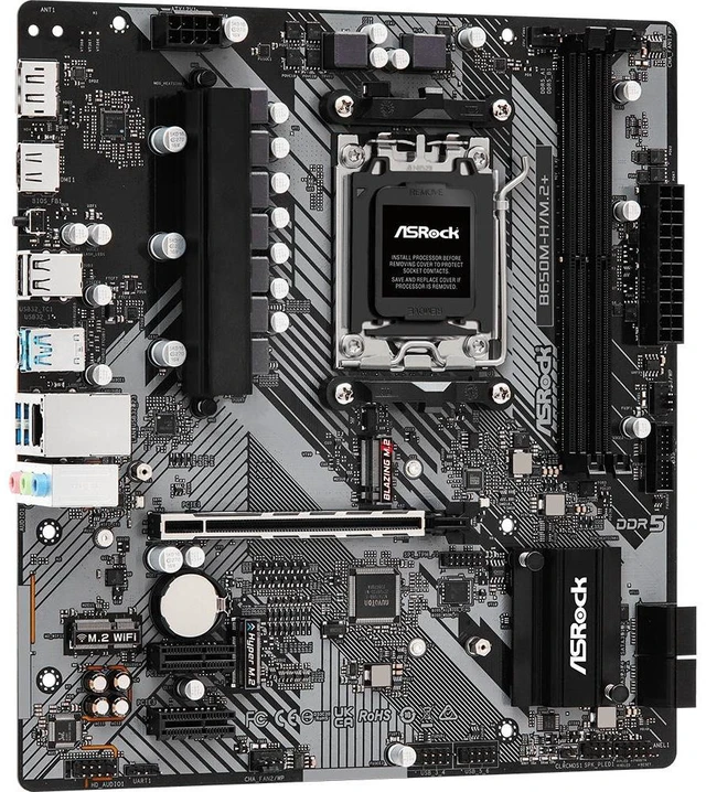 Alt view image 6 of 8 - Asrock B650M-H/M.2+ AMD B650 Socket AM5 micro ATX - 90-MXBMS0-A0UAYZ