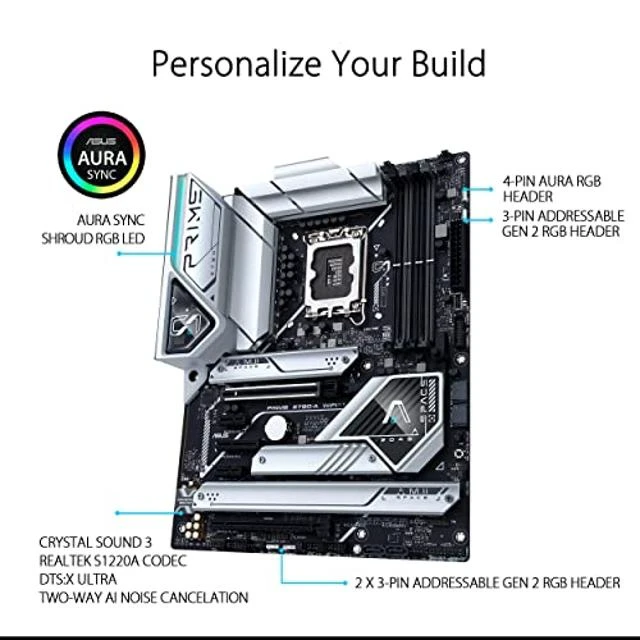 Alt view image 8 of 10 - ASUS Prime Z790-A WiFi 6E LGA 1700(Intel 14th,13th&12th) ATX motherboard (16+1 DrMOS, PCIe 5.0,DDR5,4X M.2 slots,2.5 Gb LAN,USB 3.2 Gen 2 front panel Type-C, Thunderbolt 4/USB4, DP)