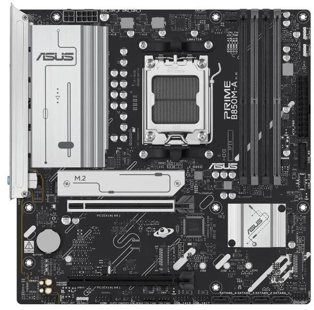 Alt view image 9 of 14 - ASUS PRIME B850M-A AMD B850 (AM5 Socket) micro-ATX motherboard,DDR5,PCIe 5.0 Ready,three M.2 slots,Realtek 2.5Gb Ethernet,dual DisplayPort,front USB 5Gbps Type-C support,BIOS FlashBack,Aura Sync