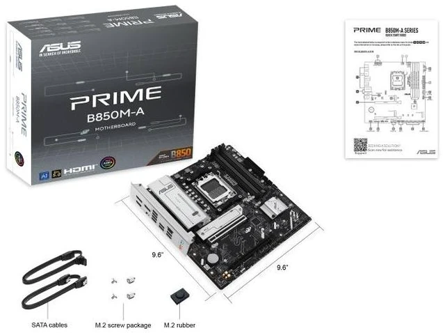 Alt view image 14 of 14 - ASUS PRIME B850M-A AMD B850 (AM5 Socket) micro-ATX motherboard,DDR5,PCIe 5.0 Ready,three M.2 slots,Realtek 2.5Gb Ethernet,dual DisplayPort,front USB 5Gbps Type-C support,BIOS FlashBack,Aura Sync