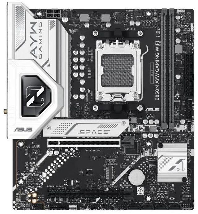 Alt view image 9 of 14 - ASUS B850M AYW GAMING WIFI AMD B850 micro-ATXmotherboard AM5, DDR5, PCle 5.0Ready, Wi-Fi 6,Realtek 2.5Gb Ethernet, HDMlrear USB 10Gbps Type-A, front USB5Gbps Type-c®, BlOS FlashBack, Aura Sync