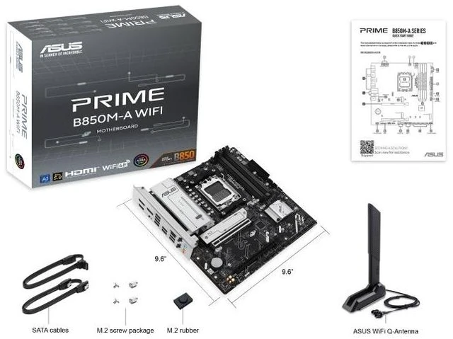 Alt view image 14 of 14 - ASUS PRIME B850M-A WIFI AMD B850 (AM5 Socket) micro-ATX motherboard,DDR5, PCIe 5.0 Ready,three M.2 slots,Wi-Fi 6E,Realtek 2.5Gb Ethernet,dual DisplayPort,HDMI,front USB 5Gbps Type-C support,Aura Sync