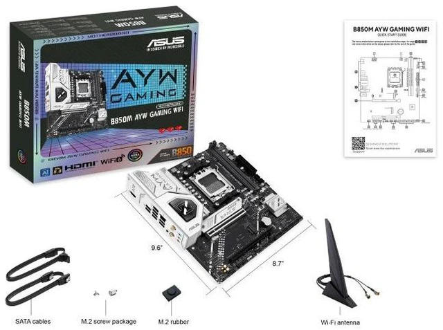 Alt view image 14 of 14 - ASUS B850M AYW GAMING WIFI AMD B850 micro-ATXmotherboard AM5, DDR5, PCle 5.0Ready, Wi-Fi 6,Realtek 2.5Gb Ethernet, HDMlrear USB 10Gbps Type-A, front USB5Gbps Type-c®, BlOS FlashBack, Aura Sync