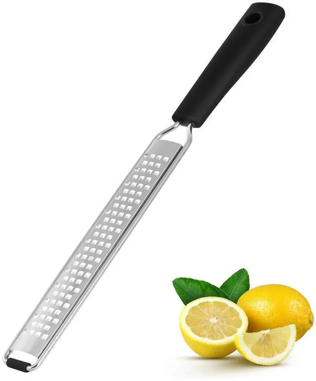 Main image of Zester Grater, Fine Stainless Steel Lemon Zester | Cheese shredder for Kitchen, Ideal for parmesan, Garlic, Nutmeg, Chocolate, Fruits, Vegetables Black