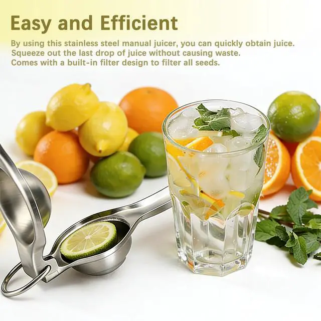 Alt view image 3 of 7 - Lemon Squeezer 7.9 Inch Stainless Steel with Large Hanging Ring Manual | Easy to Carry Lemon Squeezer for Camping Hand Press Lime Juicer Margarita Tool for Kitchen Bar Citrus Press Juicer