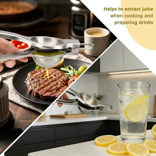 Alt view image 5 of 7 - Lemon Squeezer 7.9 Inch Stainless Steel with Large Hanging Ring Manual | Easy to Carry Lemon Squeezer for Camping Hand Press Lime Juicer Margarita Tool for Kitchen Bar Citrus Press Juicer
