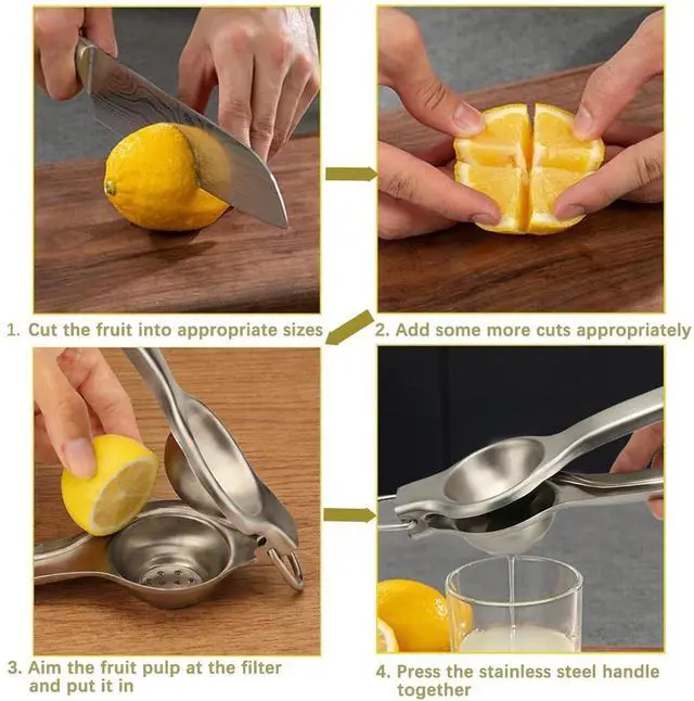 Alt view image 7 of 7 - Lemon Squeezer 7.9 Inch Stainless Steel with Large Hanging Ring Manual | Easy to Carry Lemon Squeezer for Camping Hand Press Lime Juicer Margarita Tool for Kitchen Bar Citrus Press Juicer
