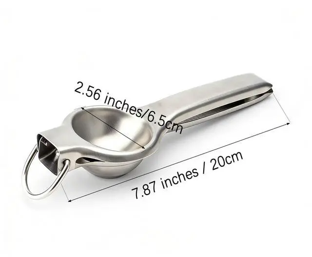 Alt view image 2 of 7 - Lemon Squeezer 7.9 Inch Stainless Steel with Large Hanging Ring Manual | Easy to Carry Lemon Squeezer for Camping Hand Press Lime Juicer Margarita Tool for Kitchen Bar Citrus Press Juicer