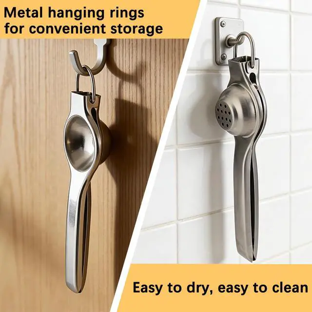 Alt view image 4 of 7 - Lemon Squeezer 7.9 Inch Stainless Steel with Large Hanging Ring Manual | Easy to Carry Lemon Squeezer for Camping Hand Press Lime Juicer Margarita Tool for Kitchen Bar Citrus Press Juicer