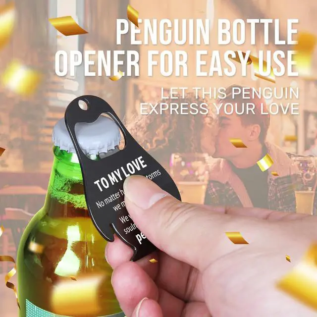 Alt view image 2 of 7 - Dad Gifts for Fathers Day, Husband Valentines Day Gifts for Him, To My Love - Beer Bottle Opener, Kitchen Gadgets Gift for Husband from Wife, Penguin Valentines Decorations, Fathers Day Birthday Gift