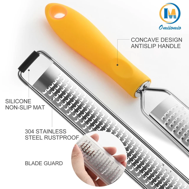 Alt view image 3 of 6 - Lemon Zester & Heavy Duty Cheese Grater & Vegetable Grater Parmesan Cheese Lemon, Garlic, Nutmeg, Chocolate, Fruits, Vegetables, Ginger - Cheese Shredder & Stainless Steel Grater
