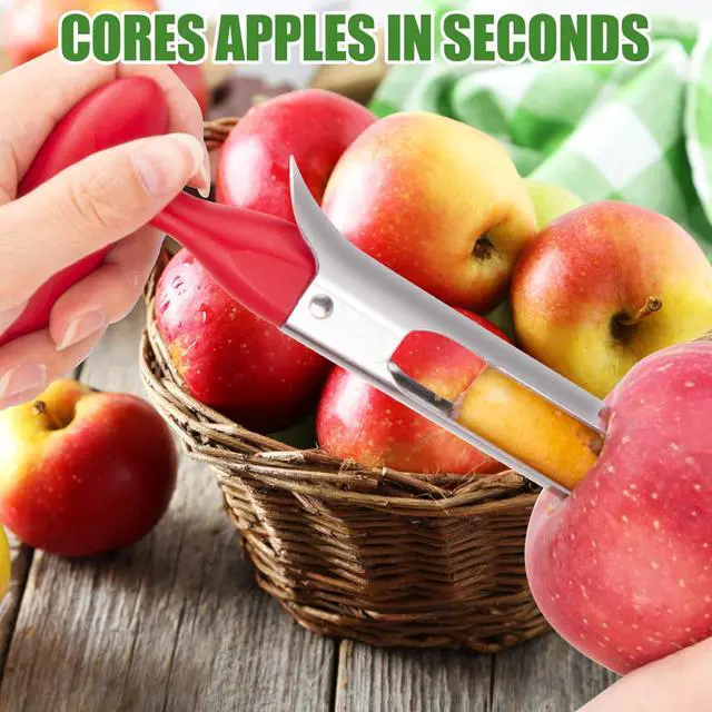 Alt view image 2 of 7 - Premium Apple Corer Tool:Easy to Use and Clean- Durable and Sturdy Design Featuring Sharp Serrated Blades - Stainless Steel Corers for Apple and Pear - Core Fruits with Ease(Red)