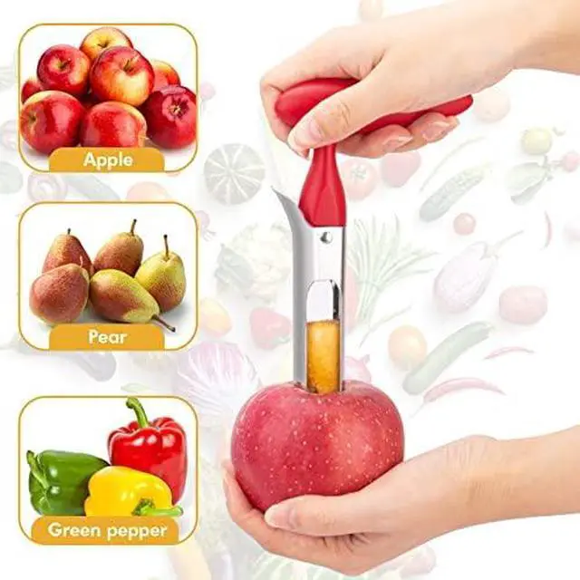Alt view image 6 of 7 - Premium Apple Corer Tool:Easy to Use and Clean- Durable and Sturdy Design Featuring Sharp Serrated Blades - Stainless Steel Corers for Apple and Pear - Core Fruits with Ease(Red)