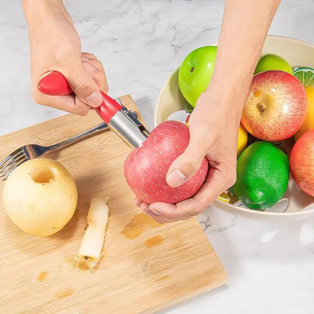 Alt view image 7 of 7 - Premium Apple Corer Tool:Easy to Use and Clean- Durable and Sturdy Design Featuring Sharp Serrated Blades - Stainless Steel Corers for Apple and Pear - Core Fruits with Ease(Red)