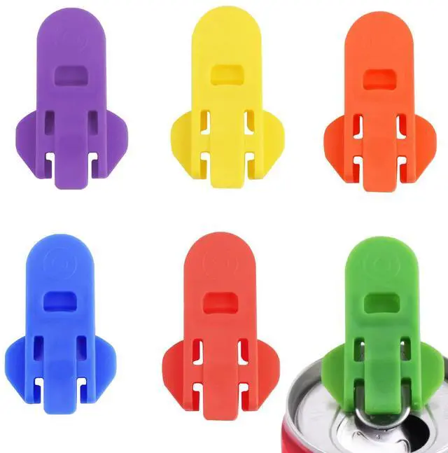 Main image of 6 Pieces Manual Easy Can Opener, Soda Beer Can Opener Beverage Can Top Ring Opener Tool, Leakproof Soda Can Cover Can Openers for Pop, Coke, Beer, Soda, Aluminum Beverage
