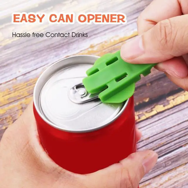 Alt view image 2 of 7 - 6 Pieces Manual Easy Can Opener, Soda Beer Can Opener Beverage Can Top Ring Opener Tool, Leakproof Soda Can Cover Can Openers for Pop, Coke, Beer, Soda, Aluminum Beverage
