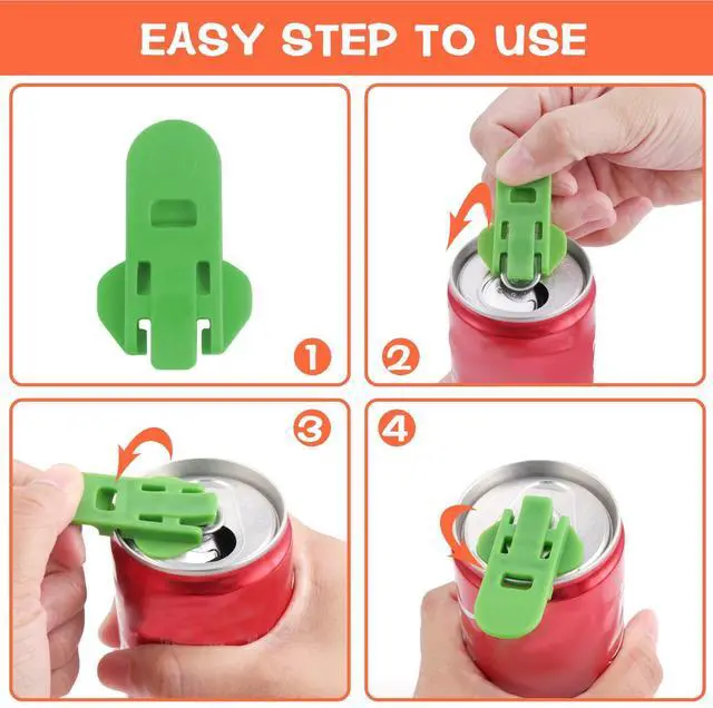 Alt view image 4 of 7 - 6 Pieces Manual Easy Can Opener, Soda Beer Can Opener Beverage Can Top Ring Opener Tool, Leakproof Soda Can Cover Can Openers for Pop, Coke, Beer, Soda, Aluminum Beverage