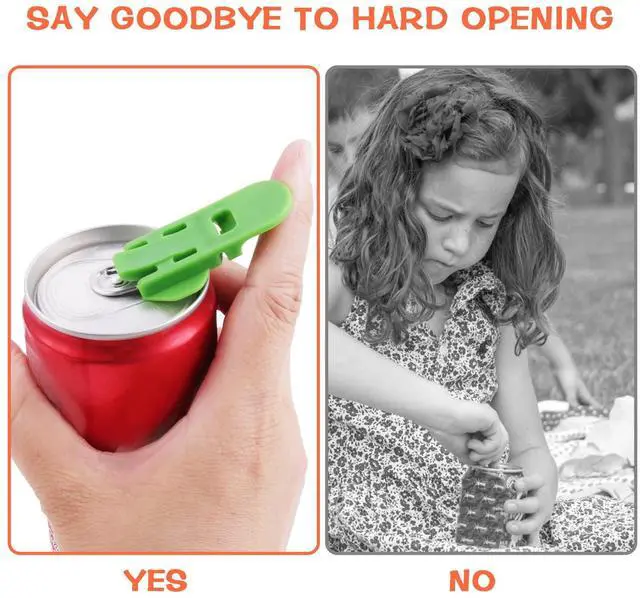 Alt view image 5 of 7 - 6 Pieces Manual Easy Can Opener, Soda Beer Can Opener Beverage Can Top Ring Opener Tool, Leakproof Soda Can Cover Can Openers for Pop, Coke, Beer, Soda, Aluminum Beverage
