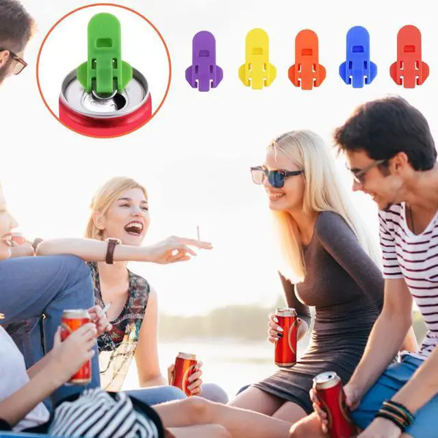 Alt view image 6 of 7 - 6 Pieces Manual Easy Can Opener, Soda Beer Can Opener Beverage Can Top Ring Opener Tool, Leakproof Soda Can Cover Can Openers for Pop, Coke, Beer, Soda, Aluminum Beverage