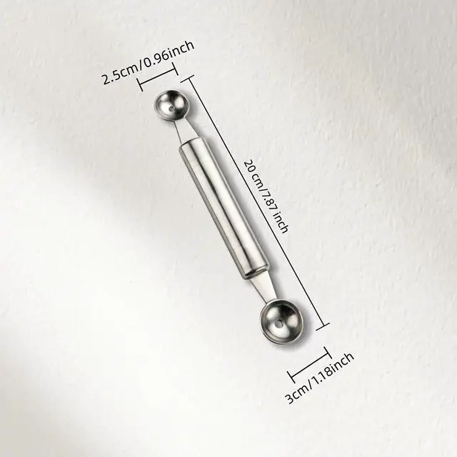 Alt view image 3 of 7 - Double-ended Melon Baller,Premium Thickened Stainless Steel Fruit Scoop, DIY Fruit Platter Ball Tool Scooper, Reusable Ice Cream Scooper for Watermelon Honeydew Dessert Platter Decoration