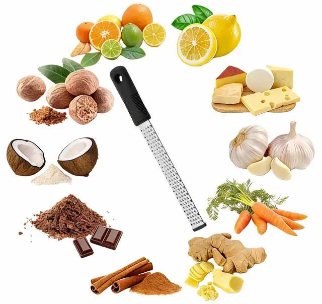 Main image of Stainless Steel Lemon Zester Grater with Handle, 12 Inch, Food Grade Kitchen Tool for Cheese, Garlic, Ginger, Chocolate, Citrus
