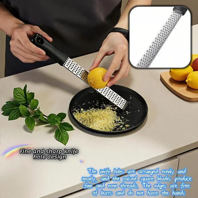 Alt view image 2 of 7 - Stainless Steel Lemon Zester Grater with Handle, 12 Inch, Food Grade Kitchen Tool for Cheese, Garlic, Ginger, Chocolate, Citrus