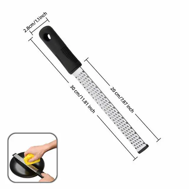 Alt view image 5 of 7 - Stainless Steel Lemon Zester Grater with Handle, 12 Inch, Food Grade Kitchen Tool for Cheese, Garlic, Ginger, Chocolate, Citrus