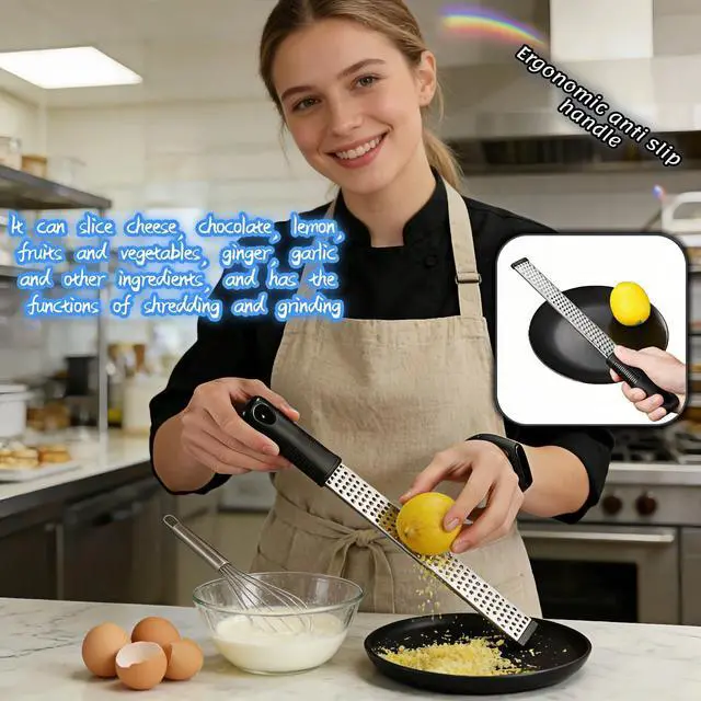 Alt view image 4 of 7 - Stainless Steel Lemon Zester Grater with Handle, 12 Inch, Food Grade Kitchen Tool for Cheese, Garlic, Ginger, Chocolate, Citrus