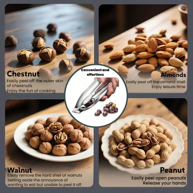 Alt view image 5 of 7 - Multi-Purpose Nut Cracker Tool, 6.89 inch Stainless Steel Opener for Chestnuts, Walnuts, Almonds, Peanuts with Anti-Slip Design