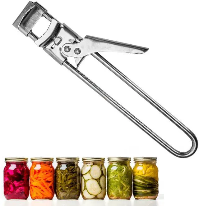 Main image of Jar, Bottle, Can Lid Openers - Adjustable Multifunctional, Stainless Steel Manual Cap Grip Remover for Canning Top, A Kitchen Tool for Seniors, Weak Hands, Vintage Old School Life Hack Gadgets, White