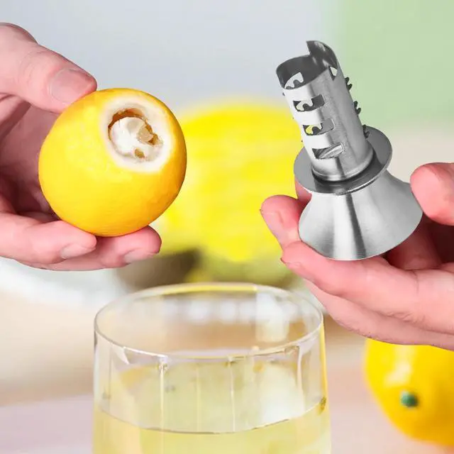 Alt view image 4 of 6 - 1Pc 18/8 Stainless Steel Manual Lemon Juicer Squeezer, Easy Squeeze Small Hand Juicer and Reamer, Hand Citrus Juicer and Lemon Pourer, Screw Limes squeezer, Dishwasher Safe (1)