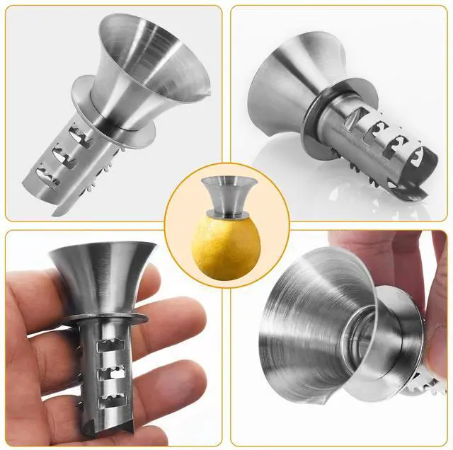 Alt view image 3 of 6 - 1Pc 18/8 Stainless Steel Manual Lemon Juicer Squeezer, Easy Squeeze Small Hand Juicer and Reamer, Hand Citrus Juicer and Lemon Pourer, Screw Limes squeezer, Dishwasher Safe (1)