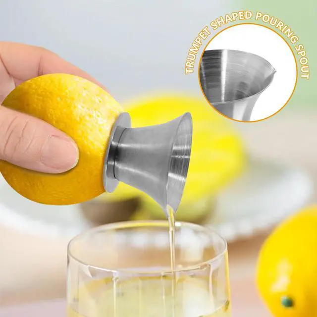 Alt view image 2 of 6 - 1Pc 18/8 Stainless Steel Manual Lemon Juicer Squeezer, Easy Squeeze Small Hand Juicer and Reamer, Hand Citrus Juicer and Lemon Pourer, Screw Limes squeezer, Dishwasher Safe (1)