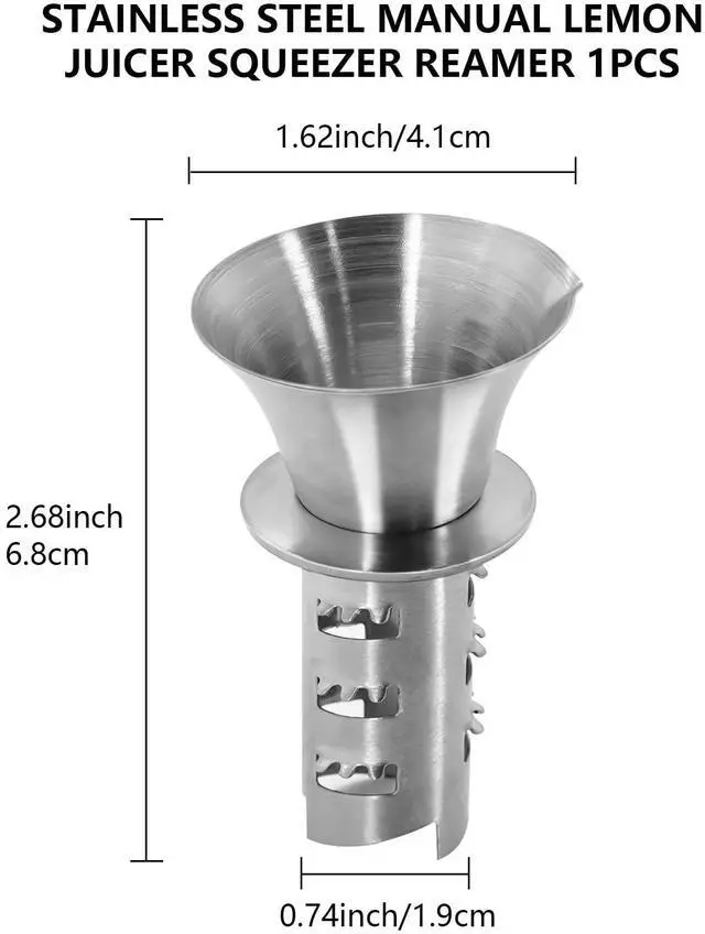 Alt view image 6 of 6 - 1Pc 18/8 Stainless Steel Manual Lemon Juicer Squeezer, Easy Squeeze Small Hand Juicer and Reamer, Hand Citrus Juicer and Lemon Pourer, Screw Limes squeezer, Dishwasher Safe (1)