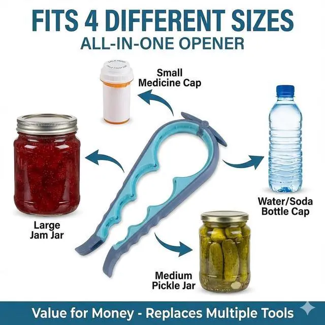 Alt view image 4 of 7 - Jar Opener Bottle Opener and Can Opener for Weak hands - Seniors with Arthritis and Anyone with Low Strength - Mutil Jar Opener Get Lids Off Easily - Blue and Grey