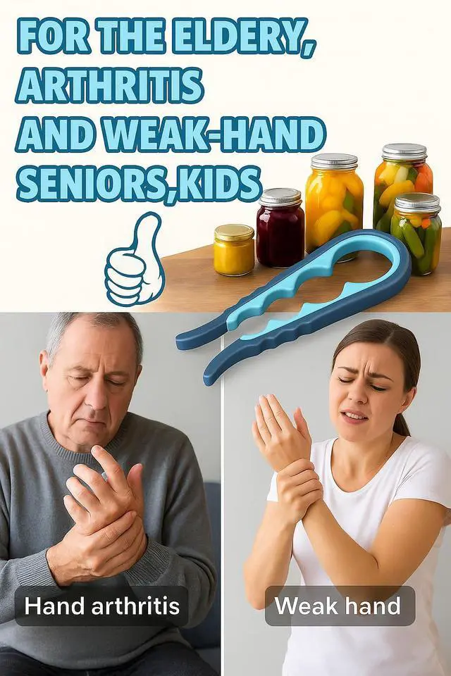 Alt view image 7 of 7 - Jar Opener Bottle Opener and Can Opener for Weak hands - Seniors with Arthritis and Anyone with Low Strength - Mutil Jar Opener Get Lids Off Easily - Blue and Grey