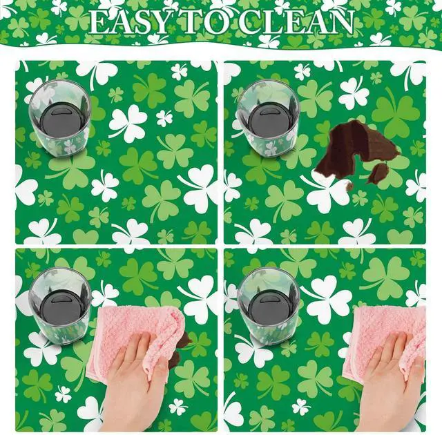 Alt view image 4 of 7 - St Patricks Day Tablecloth Plastic 54x108 Inch, 3 Pack Green Grass Disposable Table Cover, Rectangle Ireland Table Cloth for St Patrick's Day Table Decor Decoration
