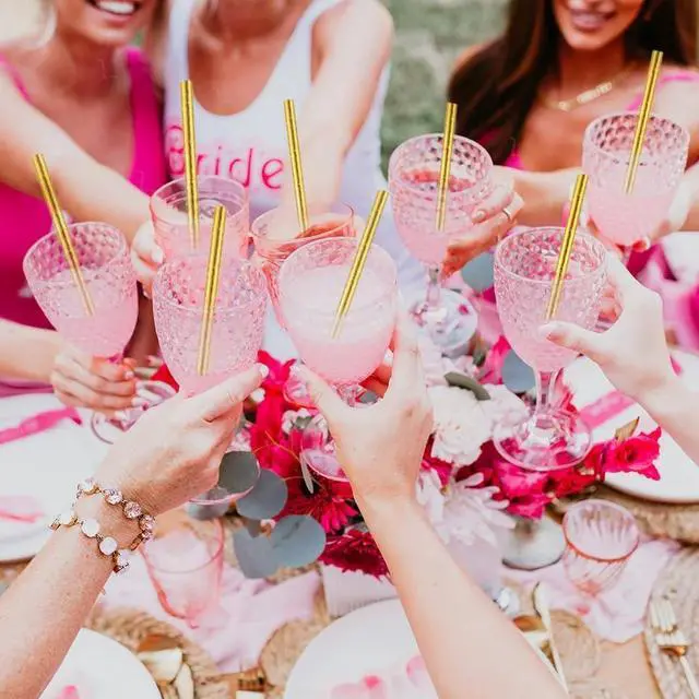Alt view image 3 of 6 - Gold Straws Disposable Biodegradable Eco Drinking Paper Straws for Bachelorette Parties, Weddings Cocktails Decor, Stylish Party Cake Pop Sticks for Birthday Holiday Anniversary New Year x50