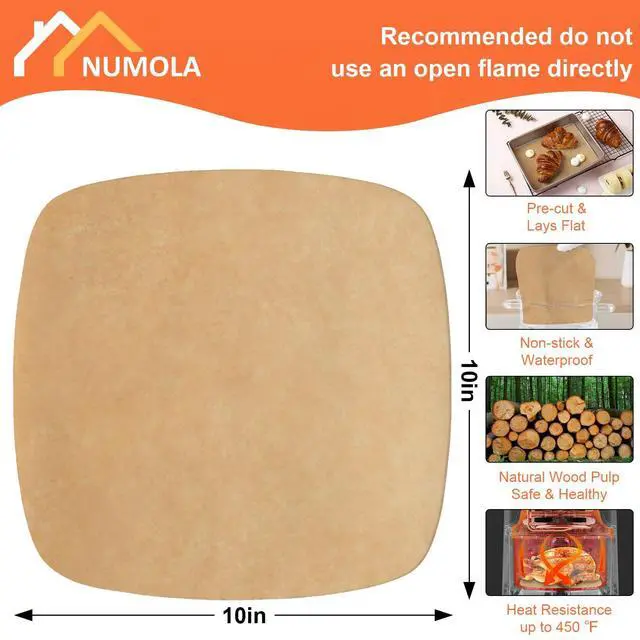Alt view image 2 of 7 - Parchment Paper Sheets Air Fryer Liners 10 Inch 100 Count | Unbleached Non-Stick Paper; Disposable And Durable; For Grilling, Wrapping, Air Fryer, Steamer, Microwave, Toaster Oven