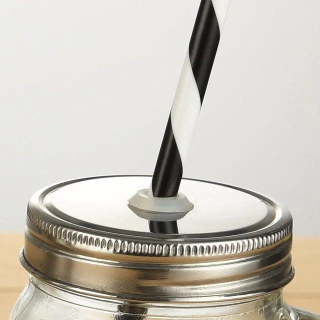 Alt view image 3 of 7 - 12 Piece 9 Inch Reusable Plastic Thick Drinking Straws BPA Free Mason Jar Straws Big Stripe (9inch Black)