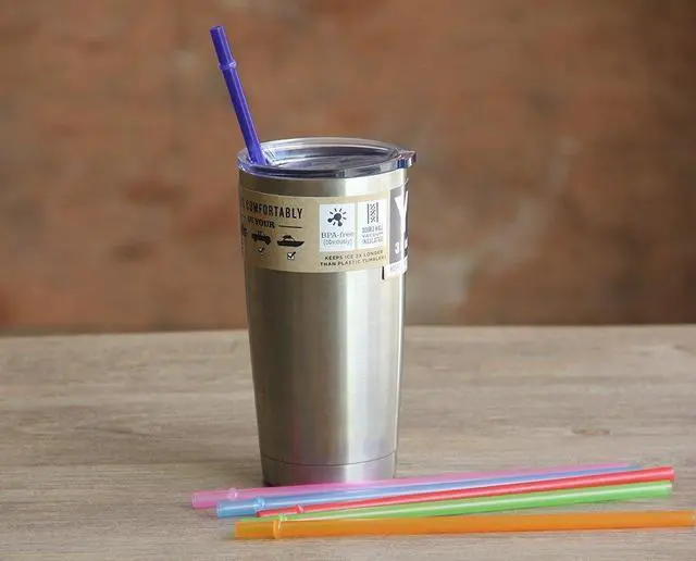 Alt view image 6 of 7 - 12 Piece 9 Inch Reusable Plastic Thick Drinking Straws BPA Free Mason Jar Straws Big Stripe (9inch Black)