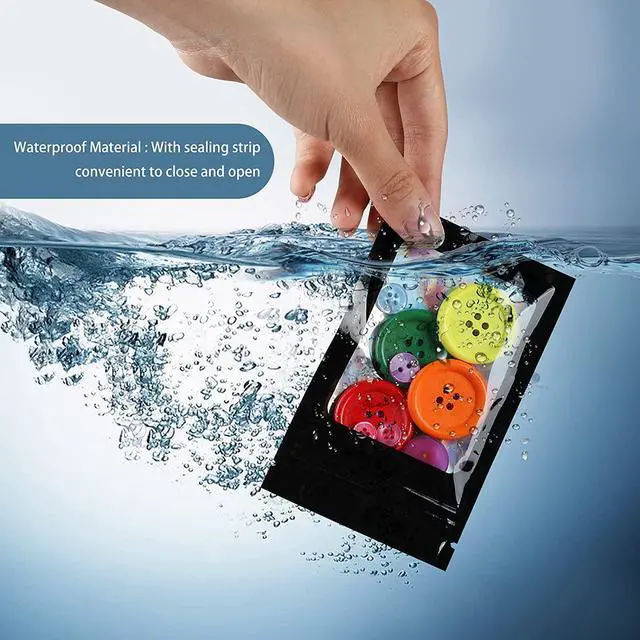 Alt view image 4 of 7 - 100 Pieces Smell Proof Bags Holographic Piecesaging Bags Storage Bag with Clear Window for Food Storage (Black Color,2.4 * 3.9 Inch)