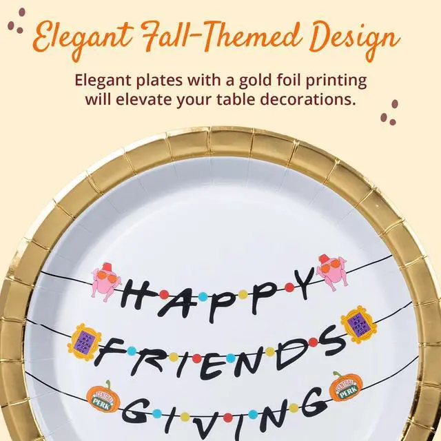 Alt view image 6 of 7 - Thanksgiving Paper Plates, 50-Count Disposable Friendsgiving Dinner Plates, Scalloped, Party Supplies, Sitcom Themed