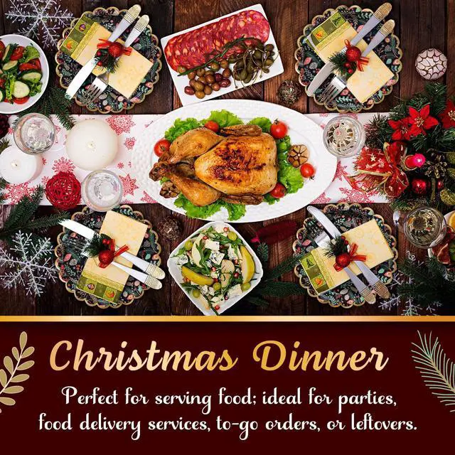 Alt view image 2 of 7 - Christmas Paper Plates, 50-Count Disposable Christmas Dinner Plates, Scalloped Gold, Party Supplies